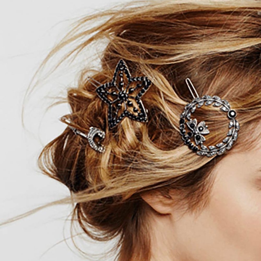 Vintage Hair Clip Rhinestone Star Design